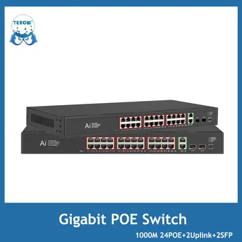 Gigabit Switch 24 Port POE 1000Mbps 2 Uplink 2 SFP רשת מהיר מתג לא מנוהל Plug and Play עבור מעקב מצלמת אבטחה