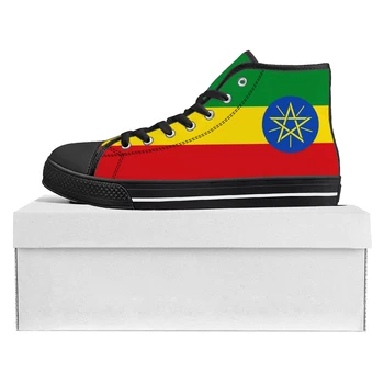 אתיופי הדגל העליון גבוהה באיכות גבוהה נעלי Mens Womens נער בד נעלי ספורט אתיופיה מקרית זוג נעליים נעליים מותאמות אישית