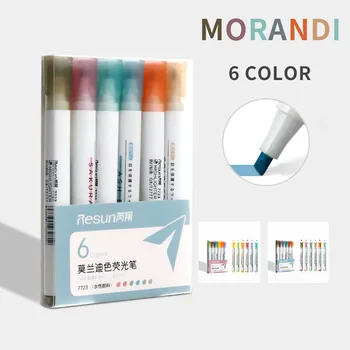 6color מדגיש להגדיר Morandi ו Macaron צבע סמנים הספר ציוד משרדי שרבוט ציור קסם סקיצה
