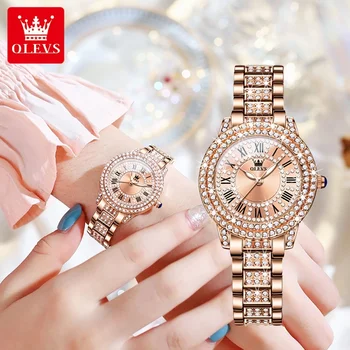 חדשה מעולה רוז שעון זהב נשים שעוני נשים יצירתי פלדה נשים צמיד מלא יהלומים בנות נשים Relogio Feminino