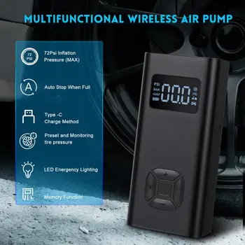 הרכב מדחס אוויר חשמלי משאבת אוויר 150PSI מדחס אוויר נייד מתאים אופנוע אופניים 6500mAh נייד AirPump עבור המכונית.