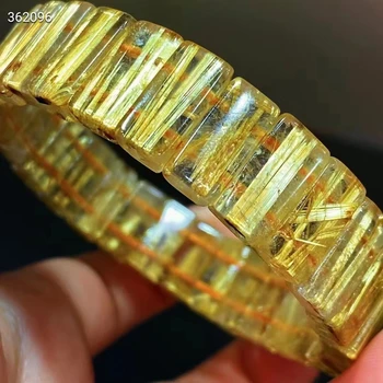 טבעי, זהב Rutilated קוורץ נקי מלבן צמיד חרוזים 14.8x7.8x5.4 מ 