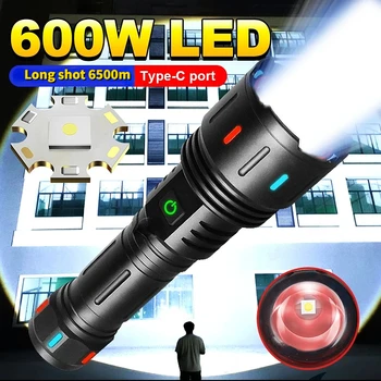 600W סופר חזק פנס נטענת הפנס XHP360 גבוה כוח LED פנס קרינה פלואורסצנטית טקטי פנס קמפינג