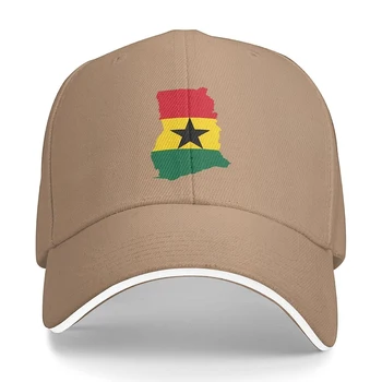 דגל מפה של גאנה לשני המינים כובע בייסבול מתאים לגברים נשים מתכוונן אבא כובע, סנדוויץ ' ביל קאפ