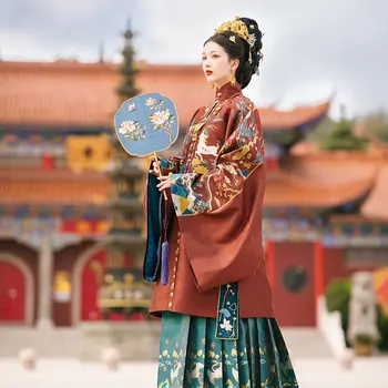 שושלת מינג נסיכה מהאגדות בגדי נשים סינית מנדרינית צווארון נשי Hanfu בגדים חידוש השמלה ביצועים תלבושות סט