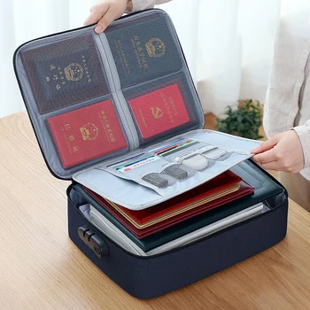 קיבולת גדולה Multi-Layer מסמך כרטיסים שקית אחסון קובץ תעודה מארגן תיק בבית נסיעות דרכון למזוודה עם מנעול