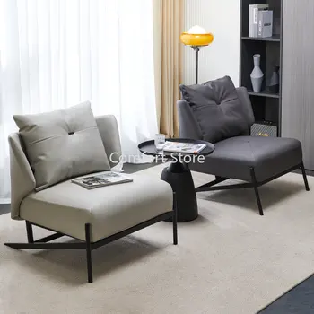 סלון מודרני נורדי סלון כסאות טרקלין עצלן עור PU יחיד מתכת יוקרה הכיסא להירגע ייחודי Sillas ריהוט הבית WK
