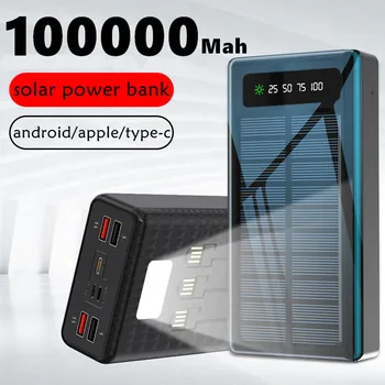 השמש 100000mAh כוח הבנק ב-3 כבלים powerbank עמיד במים סוללה חיצונית ניידת טעינה powerbank עבור Xiaomi Samsung iPho