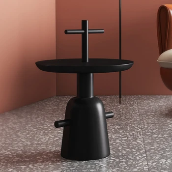 יצירתית מעץ מלא, שולחן צד מודרני דירה קטנה שולחן קפה סלון, חדר שינה עגול שולחן פינתי רהיטים פשוטים