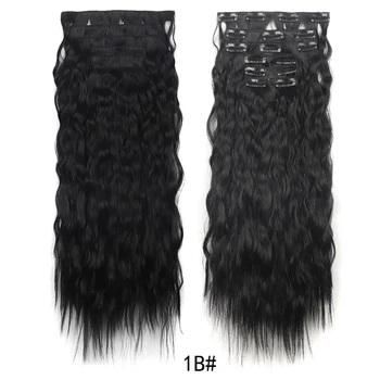 6Pcs/סט 20Inch סינטטי קליפ שיער ארוך גלי עבה שחובשים פיאות לנשים מלאות ראש תוספות שיער סינתטי שחובשים פיאות