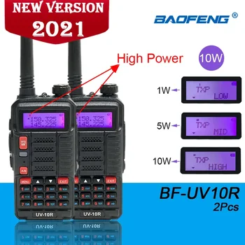 2021 UV-10R BAOFENG רדיו 2Pcs ווקי טוקי Dual Band hf-משדר USB טעינת מתח גבוה 10W 2Way מרחוק רדיו UV10R
