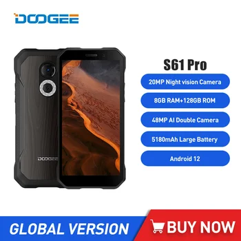 DOOGEE S61 Pro מחוספס טלפון 6GB RAM+128GB ROM NFC 20MP לראיית לילה מצלמה 5180mAh 6.0