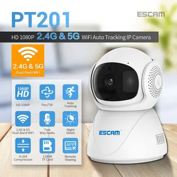 ESCAM PT201 1080P חכם מצלמת מעקב אלחוטית CCTVNetwork 2.4 G 5G WiFi IP מצלמת ראיית לילה IR בייבי מוניטור