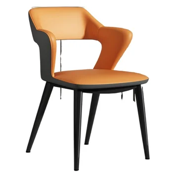 שחור, רגלי מתכת כסאות אוכל מודרניים שחור, רגלי מתכת בסגנון נורדי כיסא רך עם משענת גב משלוח חינם Sedie ריהוט הבית