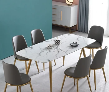 סקנדינביה השיש שולחן אוכל מודרני שולחן האוכל האור יוקרה מלבני