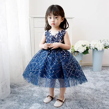 לילדים שמלות לנערות כחול כהה סיום הנסיכה שמלת שושבינה 2023 ילדה חתונה נשף ילדה אלגנטי למסיבת תחפושת לפעוטות