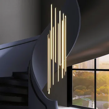 עיצוב חדר Led אמנות נברשת תליון מנורה אור נורדי מדרגות ישר מרחוק ניתן לעמעום פאר מודרני להשעות Luminarias במקום.