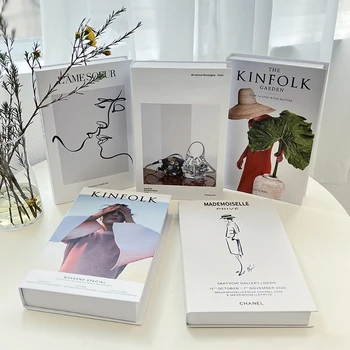 תוספות אופנה ספרים מזויפים סימולציה פרופ הספר תיבת אחסון יוקרה דקורטיביים הספר פסלים וצלמיות קישוט הבית
